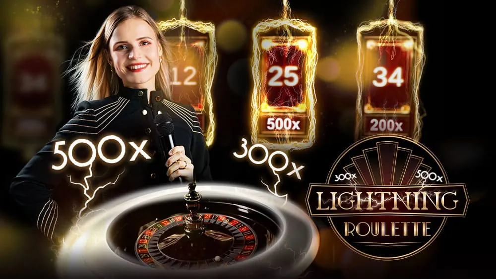 Il croupier di Lightning Roulette con i numeri fortunati a 500x e 300x
